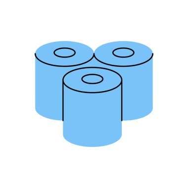 Üç yumuşak kağıt. Tuvalet kağıdı ruloları. Vektör çizimi. Beyaz arkaplanda izole