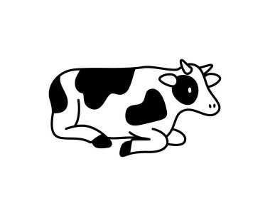Düz minimalist tarzda dizayn edilmiş bir ineğin basit bir tasviri. Huzurlu süt hayvanlarını gösteriyor. Çiftlik, süt ya da hayvan bakımı için mükemmel.