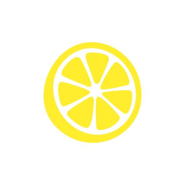 Sekiz düzgün dilimli bir limon diliminin vektör çizimi. Düz sarı renkli, temiz ve geometrik turunçgil simgesi, yiyecek, içecek veya C vitamini için idealdir..