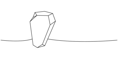 Sihirli mineral kristali sürekli çizim halinde. Elmas ve mücevher. Vektör çizimi. Beyaz arkaplanda izole