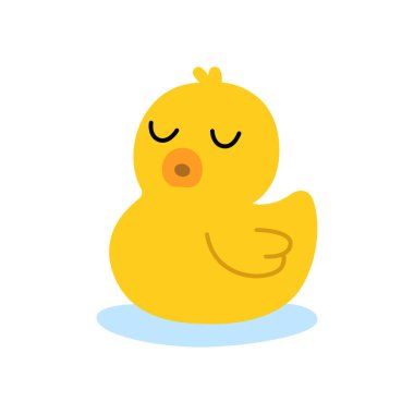 Gözleri kapalı sarı plastik ördek. Çocuk tasarımları, banyo dekorasyonu ve eğlenceli eşyalar için mükemmel..