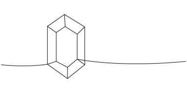 Elmas mücevher bir çizgi sürekli çizim. Kristal ve mineral. Vektör çizimi. Beyaz arkaplanda izole