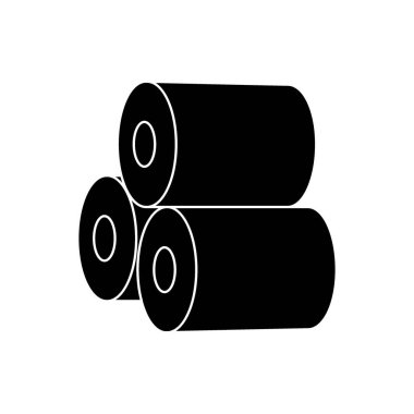 Kağıt siyah simgeyi yuvarlıyor. Yumuşak tuvalet kağıtları. Vektör çizimi. Beyaz arkaplanda izole