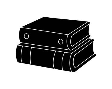 Yatay olarak dizilmiş iki kitap. Kalın, minimalist vektör sanatı edebiyat, bilgi ve araştırma konuları için mükemmel..