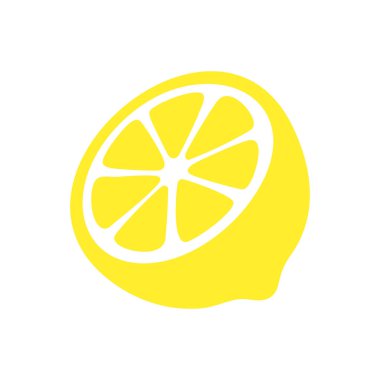 Kesik limon yarısının düz vektör çizimi, iç kısımları göstermek için eğik. Parlak sarı minimalist tarzı gıda ambalajı veya sağlık temalı grafikler için mükemmeldir..