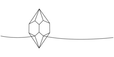 Pahalı bir taş, sürekli bir çizim. Kristal ve mineral. Vektör çizimi. Beyaz arkaplanda izole