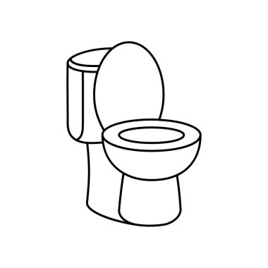 Seramik tuvalet ana hatları sembolleri. Banyo hijyeni. Vektör çizimi. Beyaz arkaplanda izole