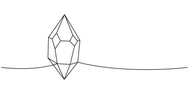 Parlak değerli taş bir çizgi sürekli çizim. Kıymetli kristal. Vektör çizimi. Beyaz arkaplanda izole