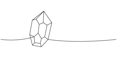 Kristal bir çizgi sürekli çizim. Kıymetli kristal. Vektör çizimi. Beyaz arkaplanda izole