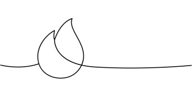 Siyah çizgili tek bir alev. El sanatları, dekorasyonlar, renklendirme veya yaratıcı dijital projeler için minimal çizgi sanat vektör tasarımı.