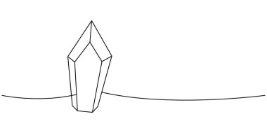 Sihirli taş bir çizgi aralıksız çiziyor. Parlayan mineral kristalleri. Vektör çizimi. Beyaz arkaplanda izole