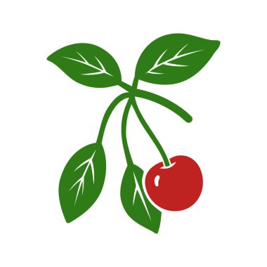 Cherry branch with red fruit and leaves. Perfect for food designs, summer patterns, healthy eating and decorative artwork.