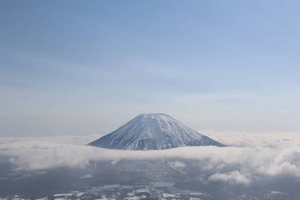 Volcán Yotei Niseko Rodeado Nubes Invierno —  Fotos de Stock