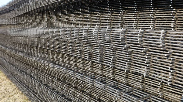 Wire Mesh Piles Construction Brc Welded Steel Wire Mesh Concrete — Stock Photo, Image