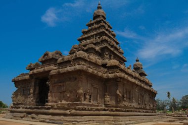 fantastik sanat tasarım Mahabalipuram, dünya mirası Tamil Nadu, Hindistan yakınındaki monolitik ünlü Shore Tapınağı