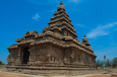 fantastik sanat tasarım Mahabalipuram, dünya mirası Tamil Nadu, Hindistan yakınındaki monolitik ünlü Shore Tapınağı