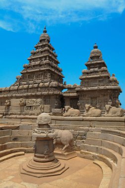 fantastik sanat tasarım Mahabalipuram, dünya mirası Tamil Nadu, Hindistan yakınındaki monolitik ünlü Shore Tapınağı