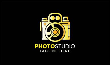 Fotoğraf stüdyosu kamera simgesi vektör logo şablonu