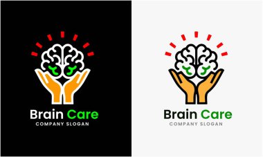 Beyin bakım logosu tasarım vektör şablonu