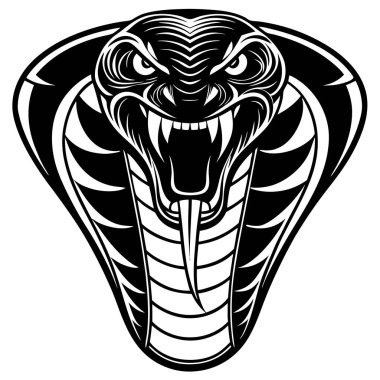 Beyaz arkaplanda kobra başlı yılan çizimi tasarımı