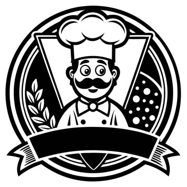 Amblem, İtalyan bayraklarında pizza olan komik şef.