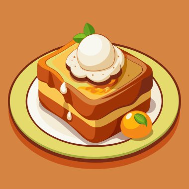 Erimiş tereyağı ve akçaağaç şuruplu Fransız tostu, üstünde dondurma.