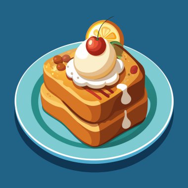 Erimiş tereyağı ve akçaağaç şuruplu Fransız tostu, üstünde dondurma.