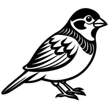 Serçe küçük kuş simgesi, basit çizgi film çizgisi sanatı