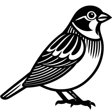 Serçe küçük kuş simgesi, basit çizgi film çizgisi sanatı