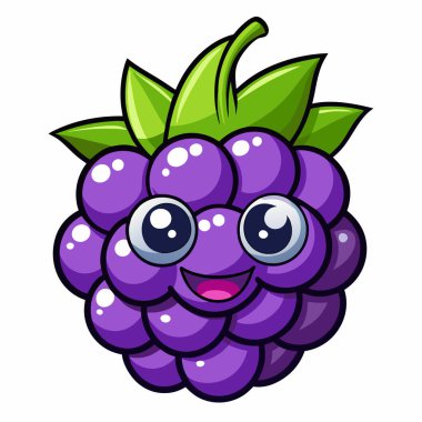Bir karikatür Blackberry ikonunun yaz taze böğürtlen vektörü görüntüsü