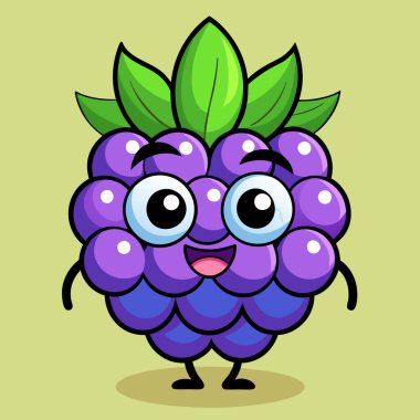 Bir karikatür Blackberry ikonunun yaz taze böğürtlen vektörü görüntüsü