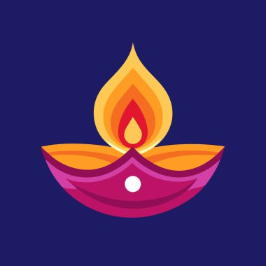 Canlı Diwali lamba ikonu parlayan alev Hindu kültürünü, neşesini ve kutlamasını simgeliyor.