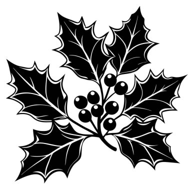 Berry vektör tasarımı fikri ile Winter Holly Branch