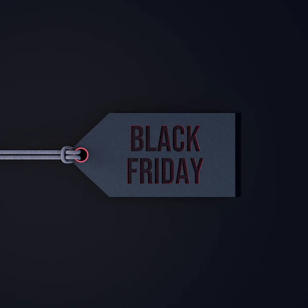 stock image Black Friday text on black leather tag. Shopping concept on black background 3d render 3d illustration