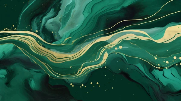 Verde Dourado Aquarela Pintura Textura Tinta Mistura Criar Artístico Abstrato — Fotografia de Stock