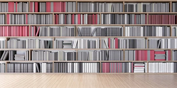 Estantes Biblioteca Com Vários Livros Coloridos Renderizar — Fotografia de Stock