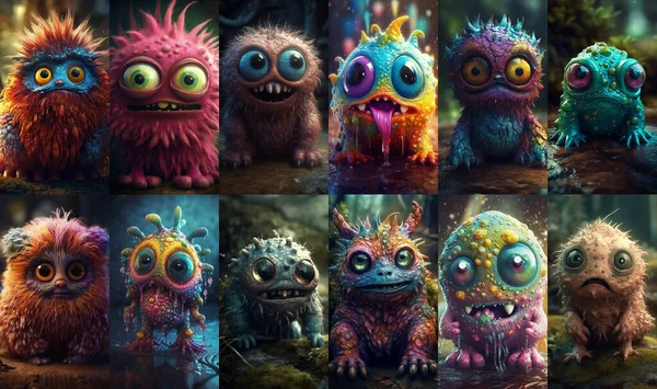 Set of various little funny monsters from different dimensions