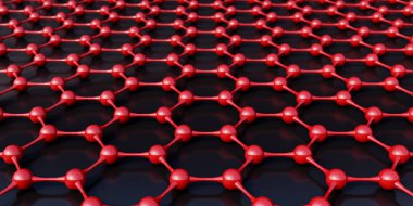 Siyah arkaplan üzerindeki molekül altıgen yapısı 3D görüntüleme