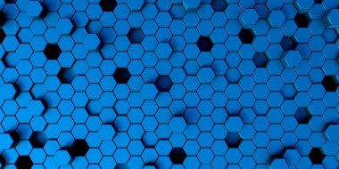 Mavi altıgenler modern fütüristik arkaplan 3d görüntüleme