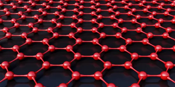 Stock image Molecule hexagon structure on black background 3D render 3D illustration