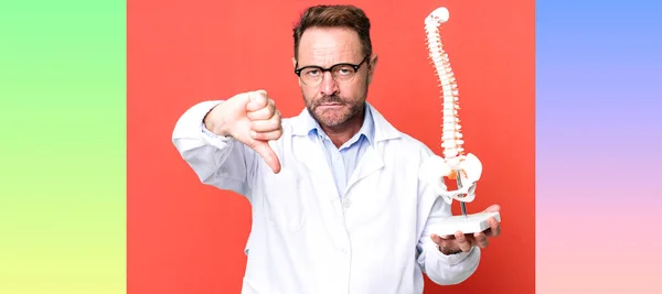 Middle Age Man Feeling Cross Showing Thumbs Physician Concept — Stock Photo, Image