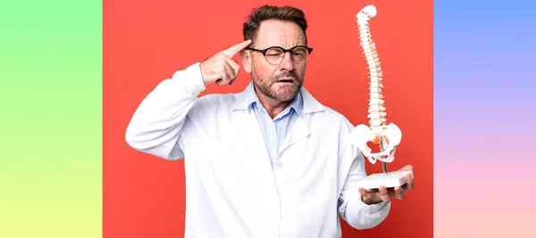 Middle Age Man Feeling Confused Puzzled Showing You Insane Physician — Stock Photo, Image