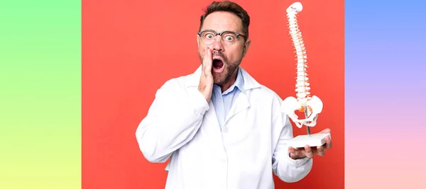 Middle Age Man Feeling Shocked Scared Physician Concept — Stock Photo, Image