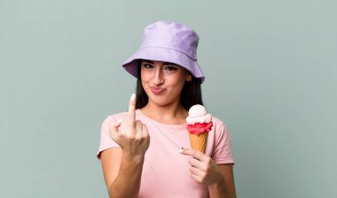 feeling angry, annoyed, rebellious and aggressive. ice cream and summer concept