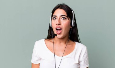 looking very shocked or surprised. telemarketer concept