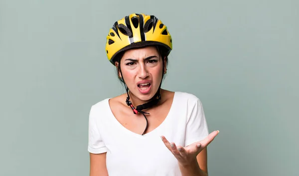 Looking Angry Annoyed Frustrated Bike Helmet Concept — 图库照片