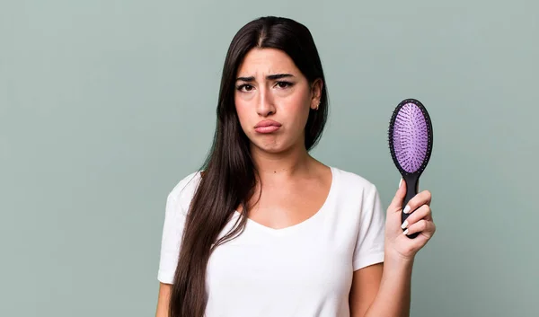 Feeling Sad Whiney Unhappy Look Crying Hair Comb Concept — Stock Photo, Image