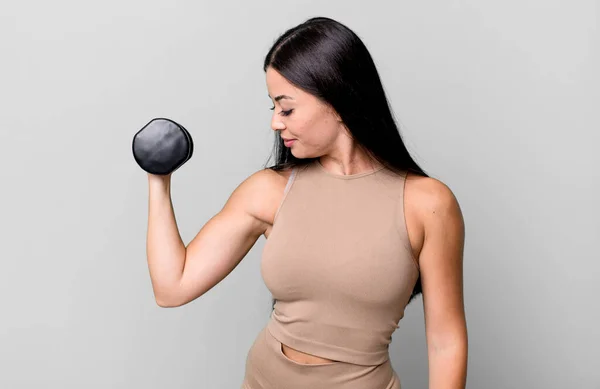 Hispanic Pretty Young Woman Fitness Concept — Fotografia de Stock