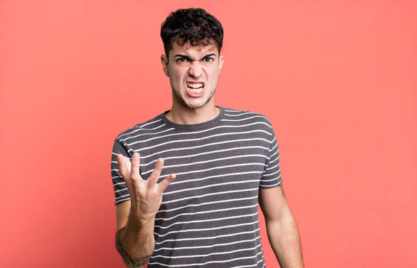 Mann Sieht Wütend Genervt Und Frustriert Aus Schreit Wtf Oder — Stockfoto
