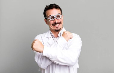 adult man optical vision test concept